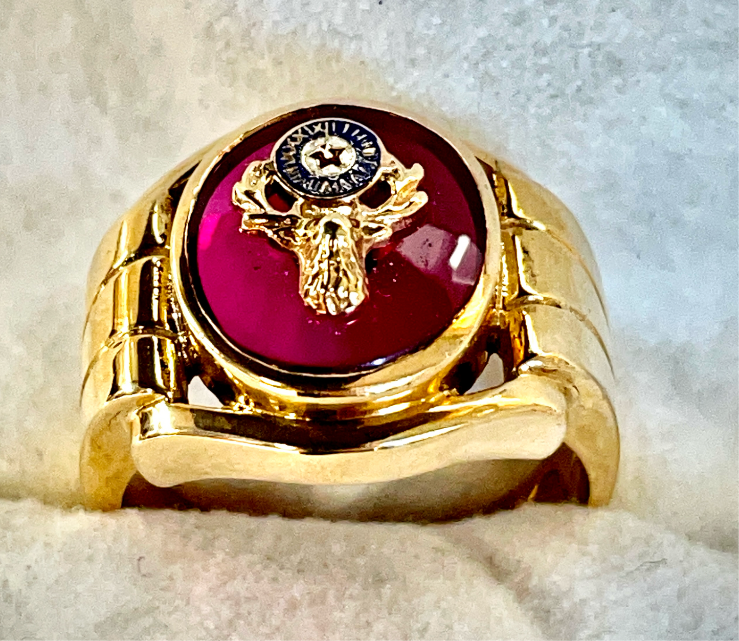 Gents Elks Synthetic Ruby Ring