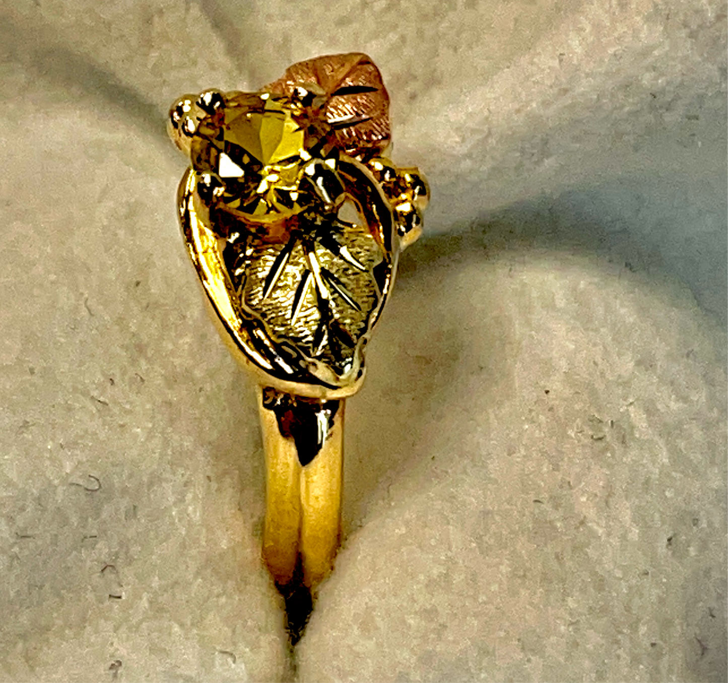 Black Hills Gold Yellow Synthetic Sapphire Ring