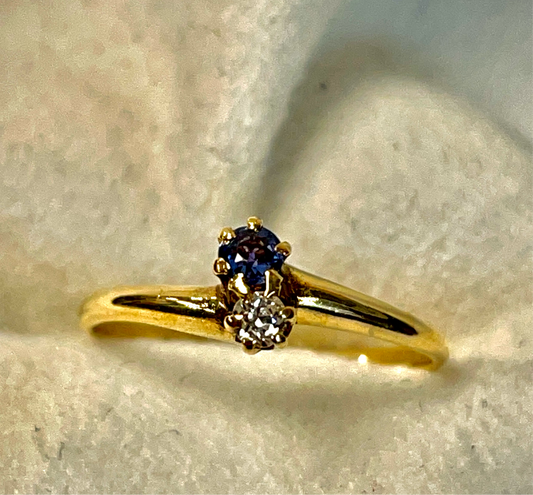 Blue Sapphire and Diamond Ring