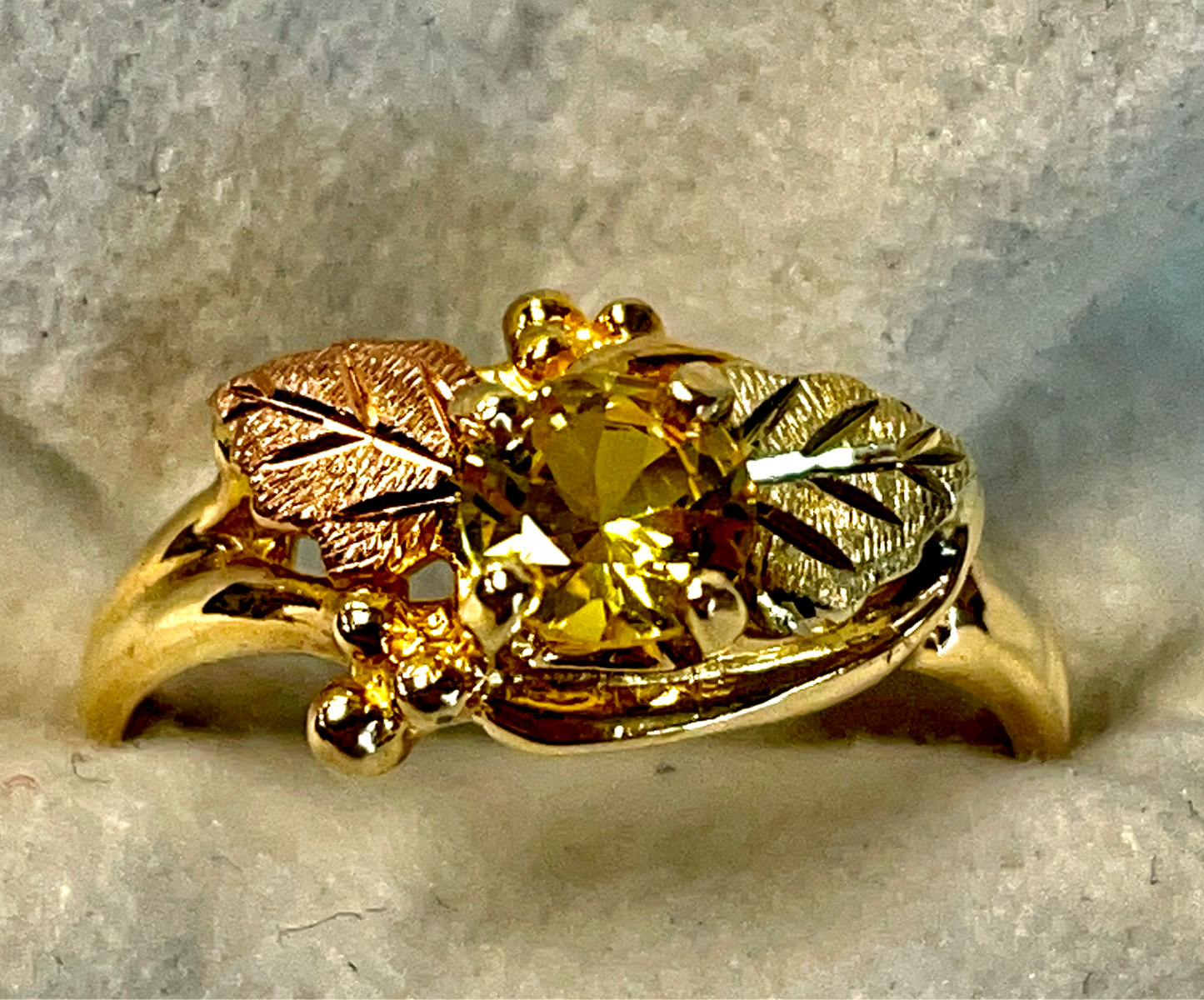 Black Hills Gold Yellow Synthetic Sapphire Ring