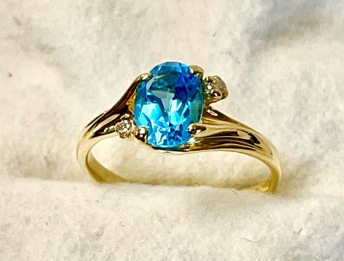 Blue Topaz and Diamond Ring