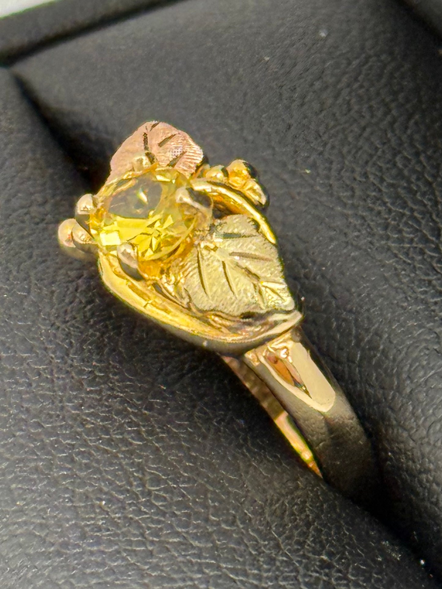 Black Hills Gold Yellow Synthetic Sapphire Ring