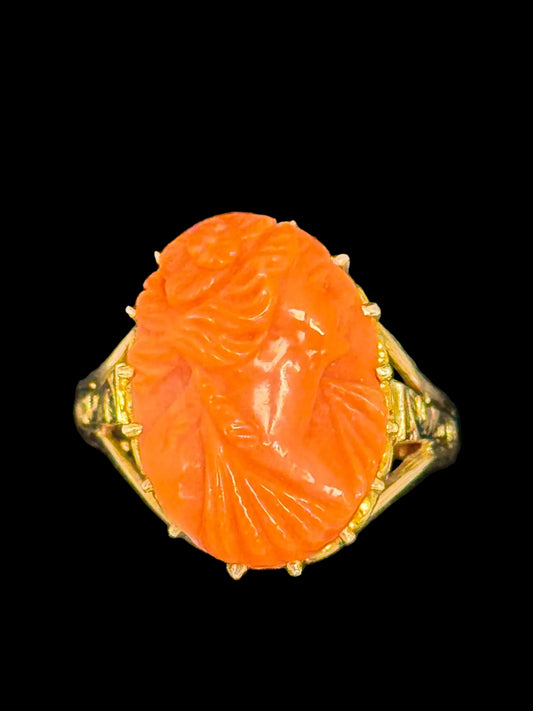 Coral Cameo Ring