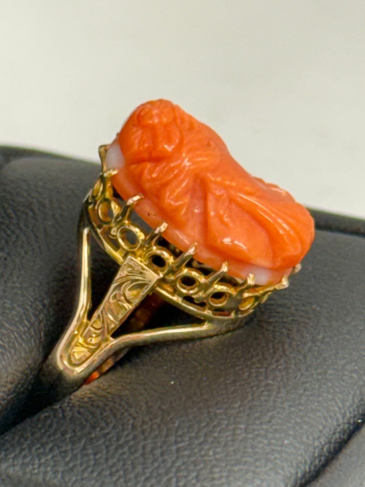 Coral Cameo Ring