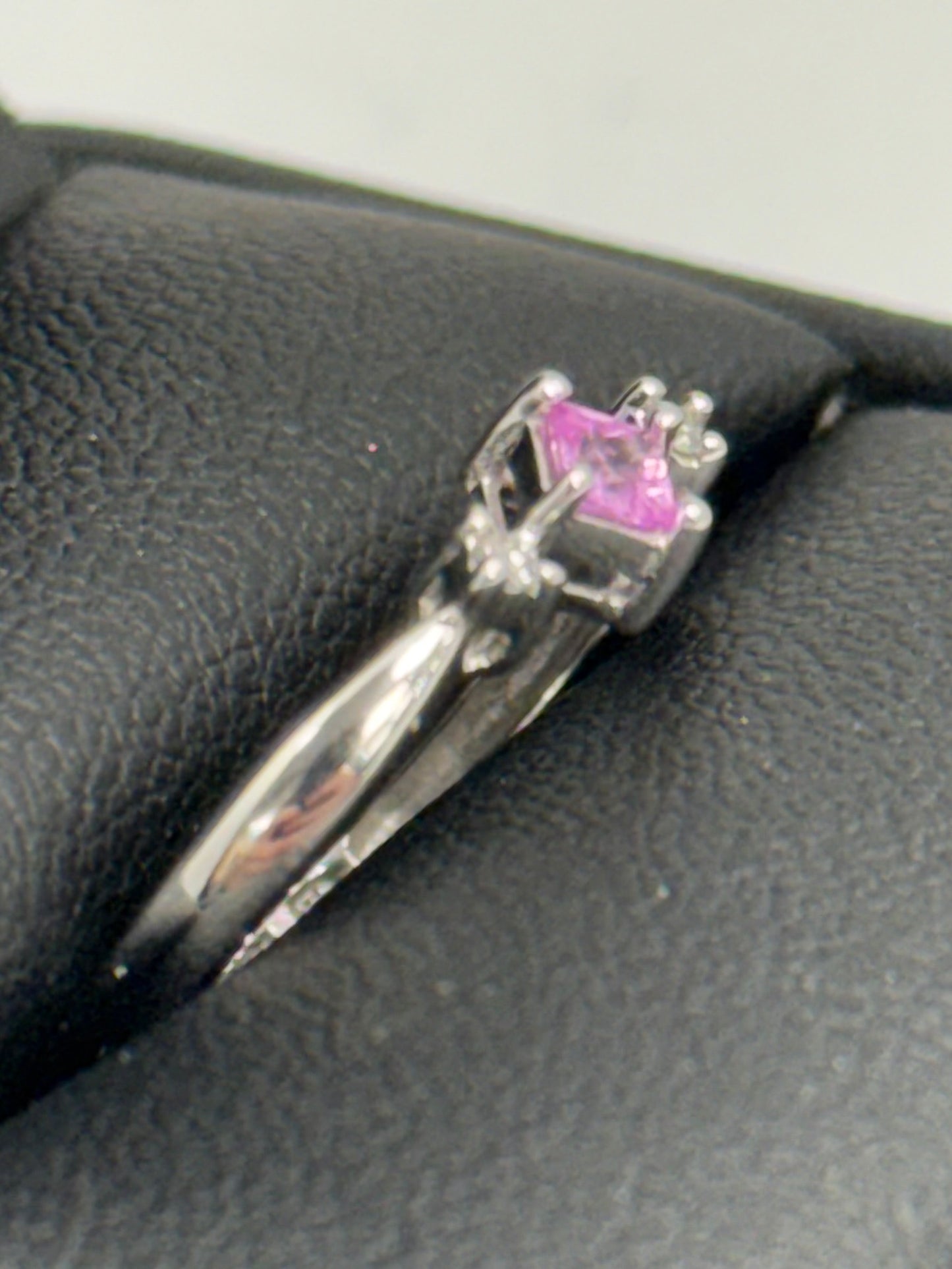 Pink Sapphire and Diamond Melee Ring