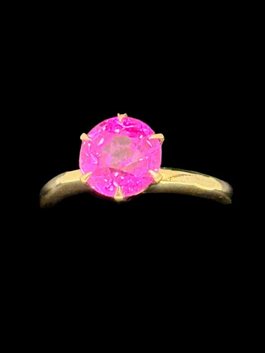 Synthetic Sapphire Solitaire Ring