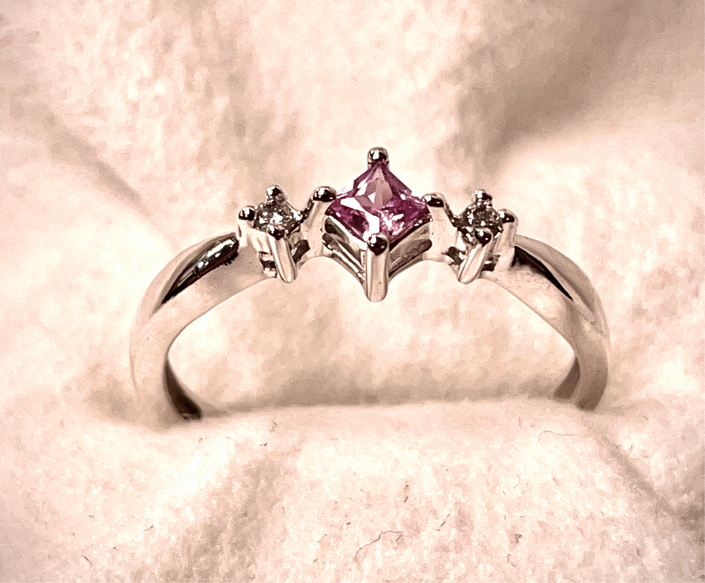 Pink Sapphire and Diamond Melee Ring