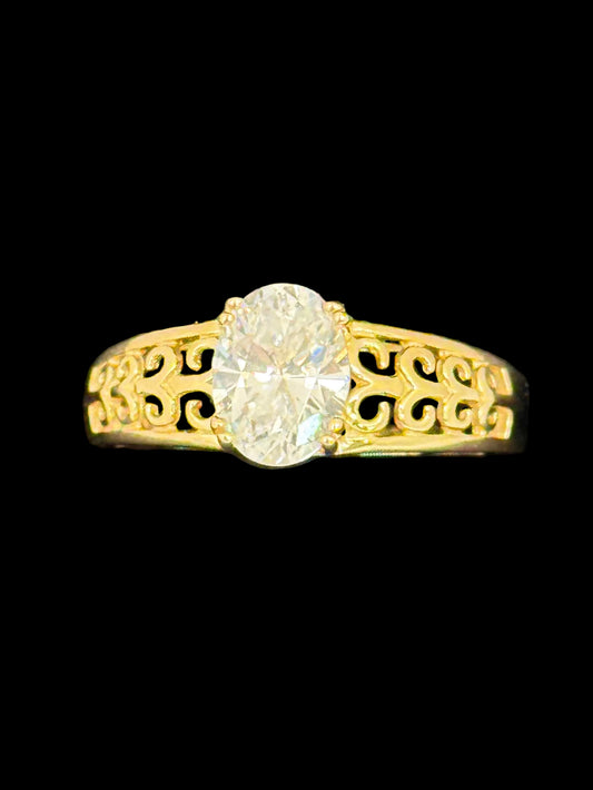 Oval Solitaire Cubic Zirconia Ring