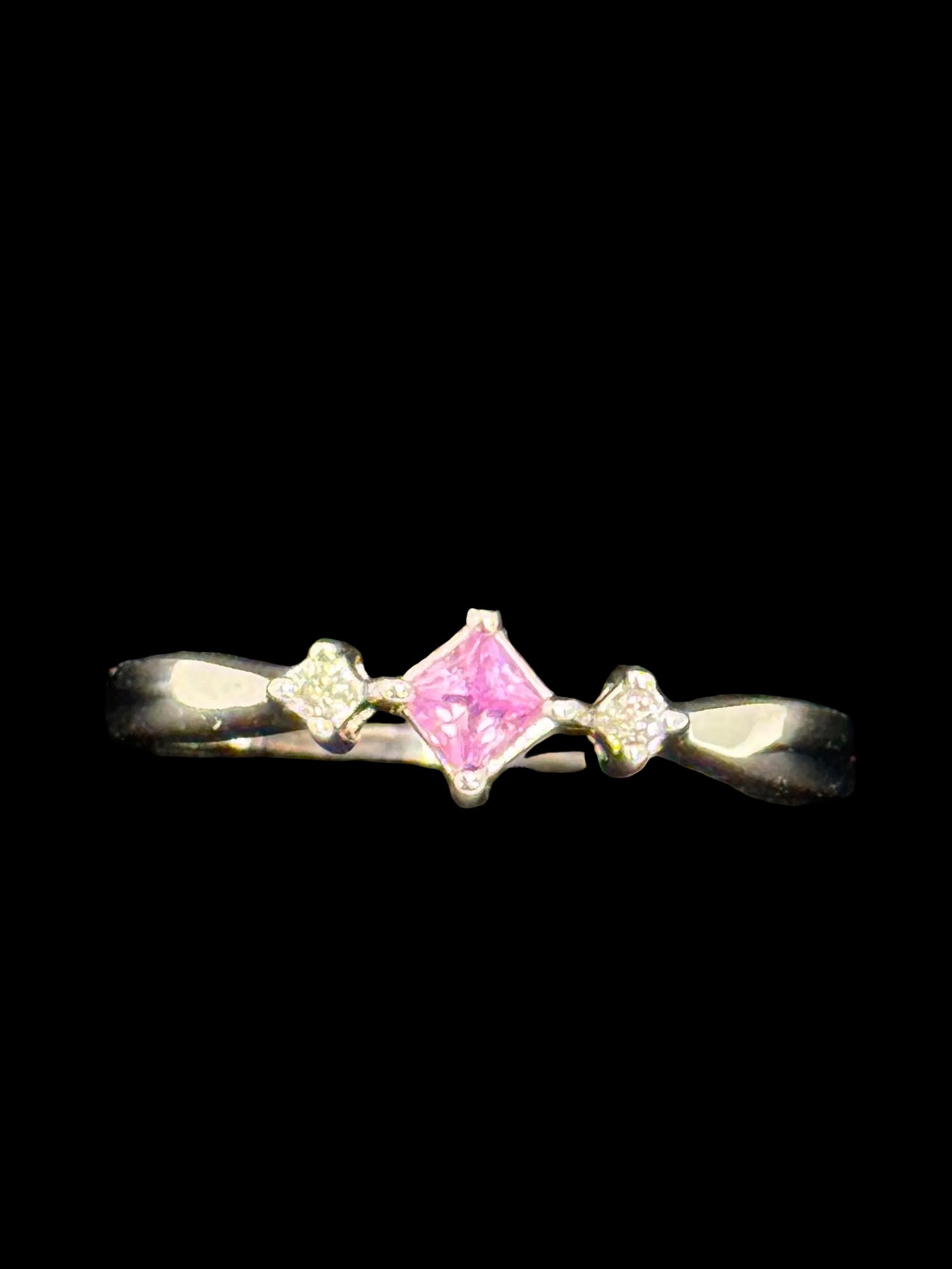 Pink Sapphire and Diamond Melee Ring