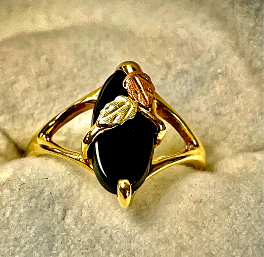 Black Hills Gold Onyx Ring