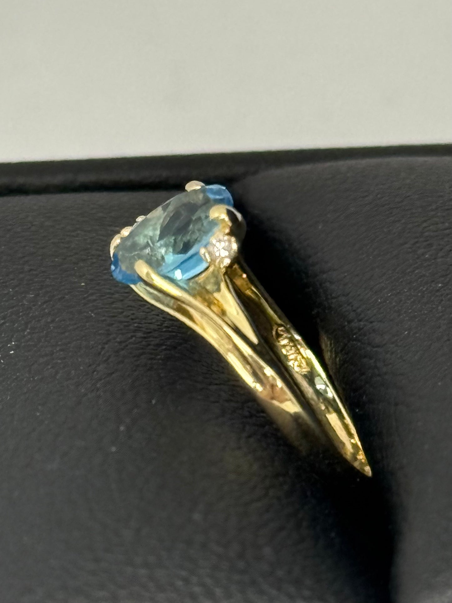 Blue Topaz and Diamond Ring