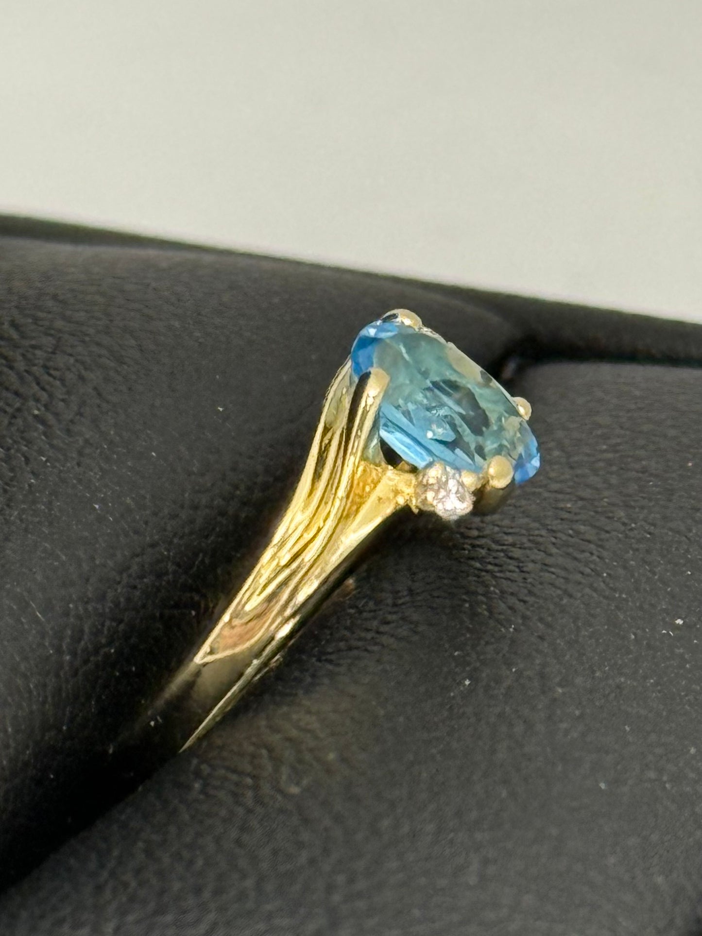 Blue Topaz and Diamond Ring