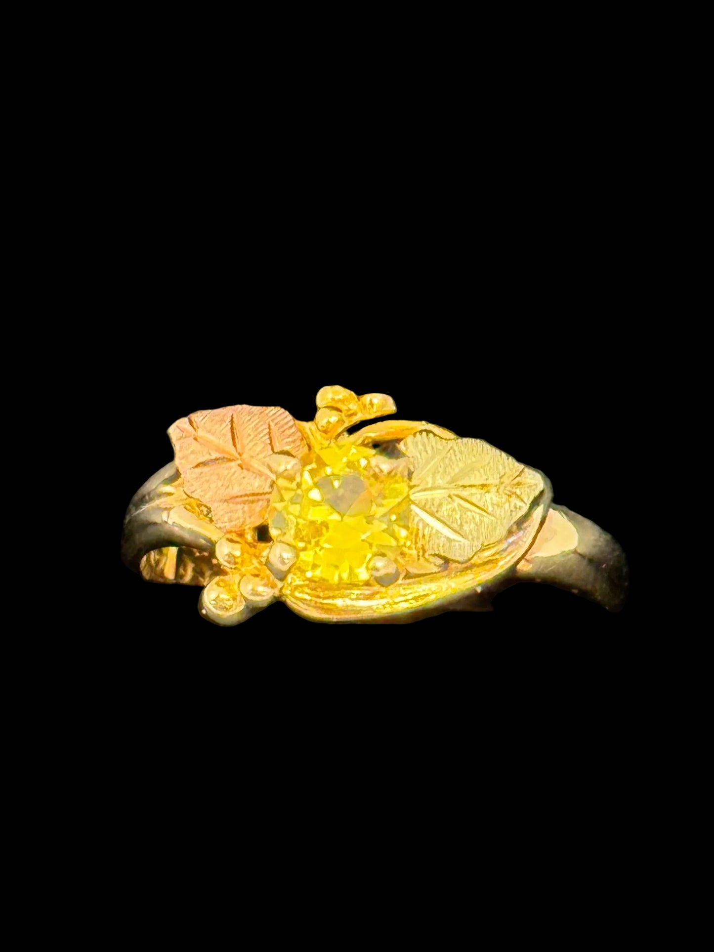 Black Hills Gold Yellow Synthetic Sapphire Ring