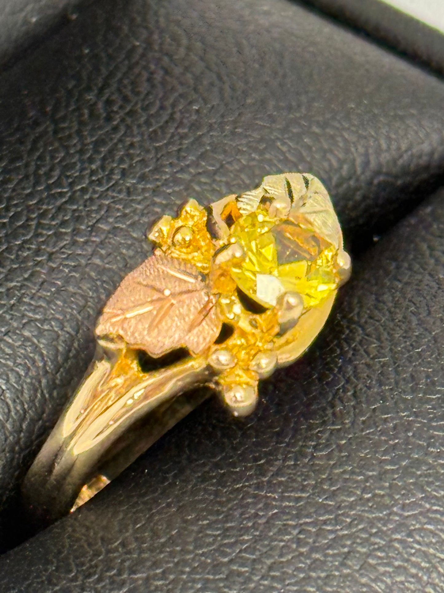 Black Hills Gold Yellow Synthetic Sapphire Ring