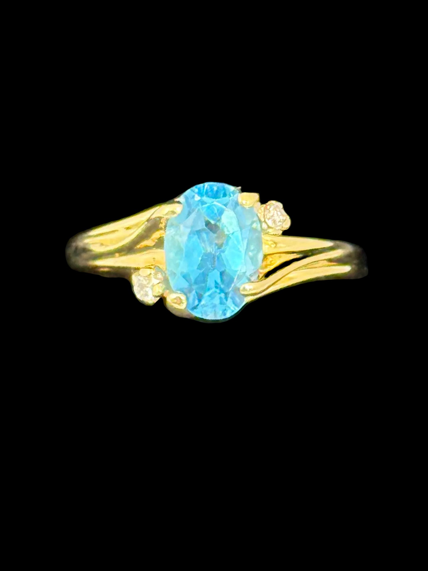 Blue Topaz and Diamond Ring